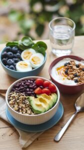 bowls of healthy food